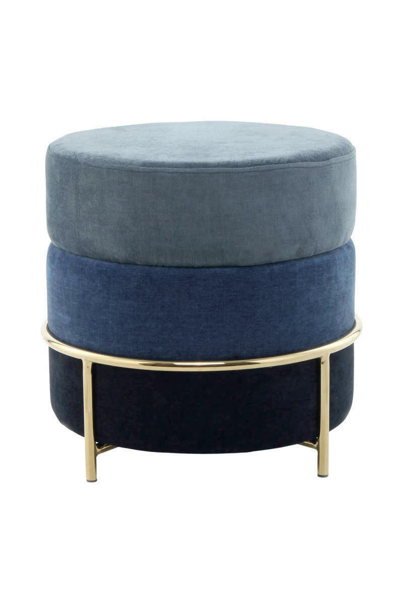 HOCKER Struktur Blau, Goldfarben  - Blau/Goldfarben, Basics, Textil/Metall (48,5/46/48,5cm) - Kayoom