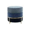 HOCKER Struktur Blau, Goldfarben  - Blau/Goldfarben, Basics, Textil/Metall (48,5/46/48,5cm) - Kayoom