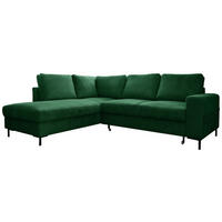 ECKSOFA Smaragdgrün Cord  - Smaragdgrün/Schwarz, Design, Textil/Metall (197/237cm) - MID.YOU