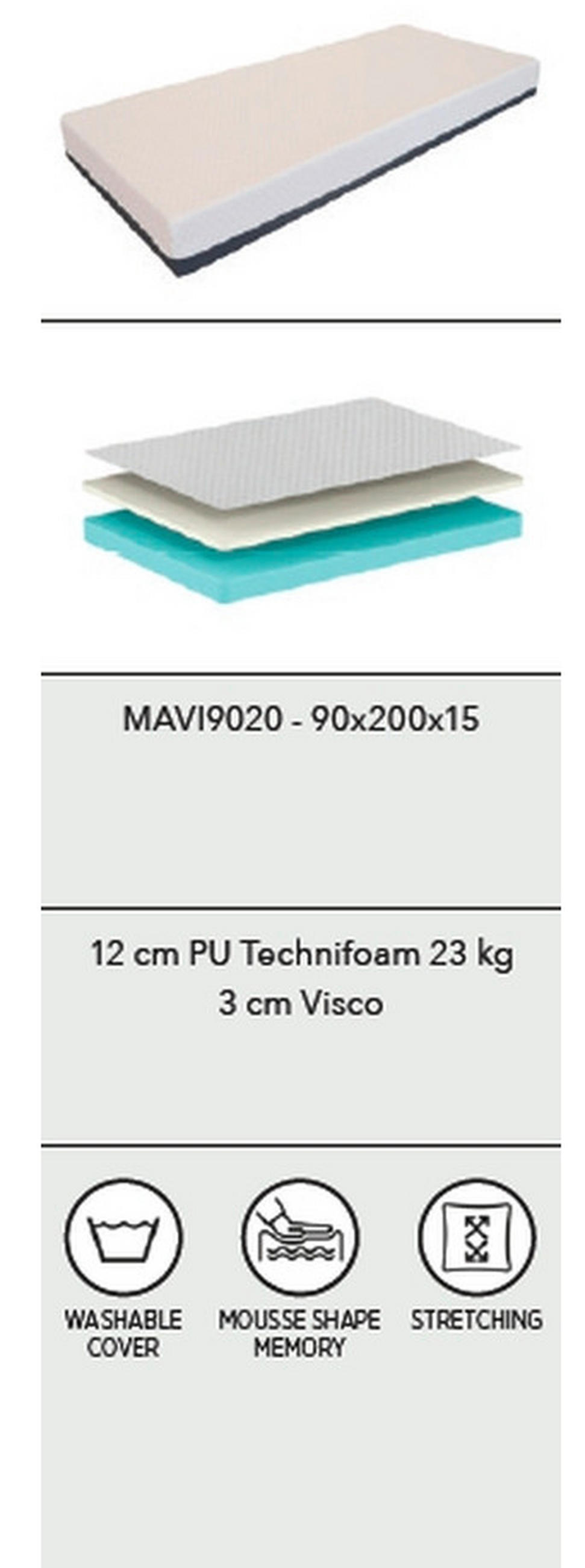 KALTSCHAUMMATRATZE CLASSIC 90/200 cm Höhe ca. 15 cm  - Beige, Basics, Textil (90/200cm) - Vipack