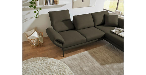 ECKSOFA  in Flachgewebe Dunkelgrün  255-365/175-224 cm  - Dunkelgrün/Schwarz, Design, Textil/Metall (255-365/175-224cm) - Dieter Knoll