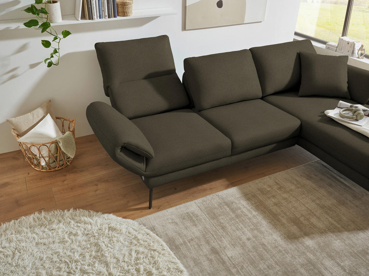 ECKSOFA  in Flachgewebe Dunkelgrün  255-365/175-224 cm  - Dunkelgrün/Schwarz, Design, Textil/Metall (255-365/175-224cm) - Dieter Knoll