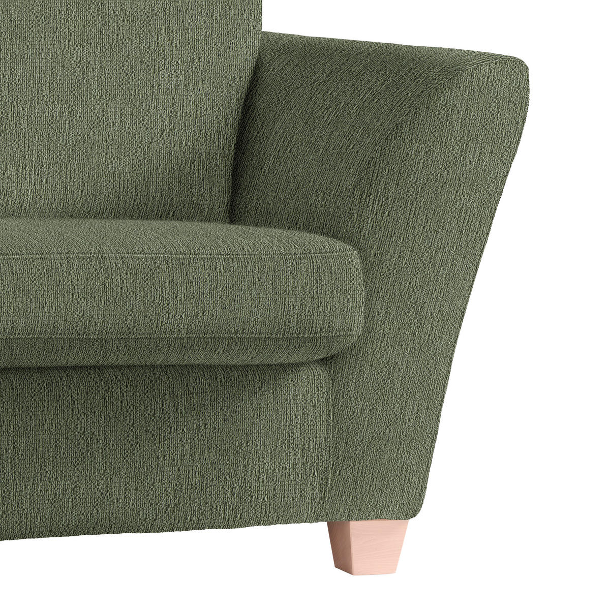 3-SITZER-SOFA in Chenille Olivgrün  - Naturfarben/Olivgrün, Holz/Textil (216/70-85/95cm) - MID.YOU