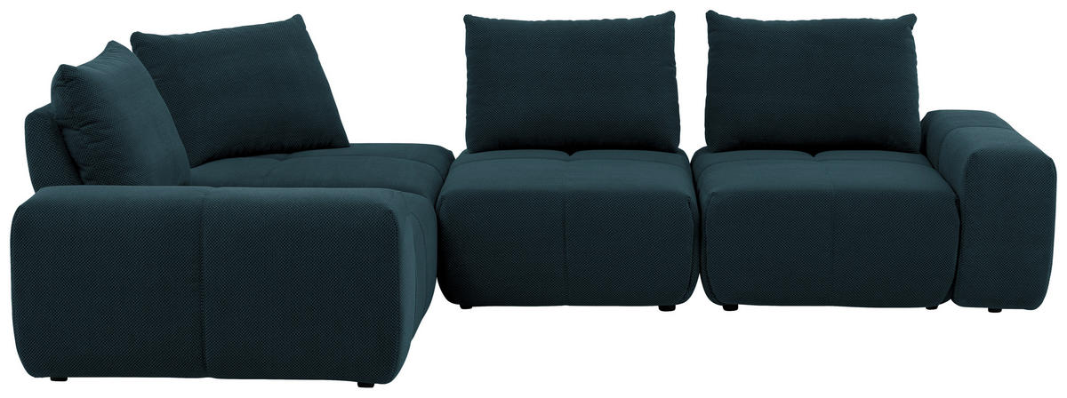 ECKSOFA in Velours Dunkelblau  - Schwarz/Dunkelblau, Design, Kunststoff/Textil (236/326cm) - Xora