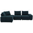 ECKSOFA in Velours Dunkelblau  - Schwarz/Dunkelblau, Design, Kunststoff/Textil (236/326cm) - Xora