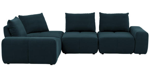 ECKSOFA in Velours Dunkelblau 236/326 cm - Schwarz/Dunkelblau, Design, Kunststoff/Textil (236/326cm) - Xora