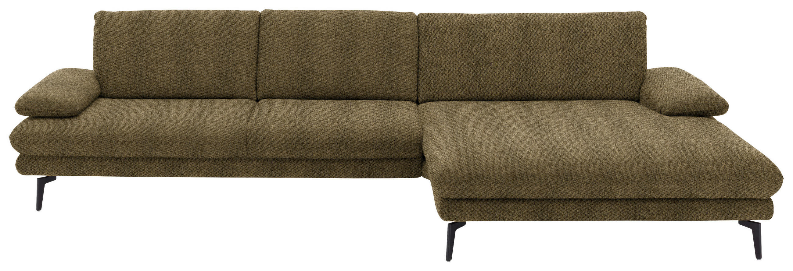 ECKSOFA in Chenille Grün  - Schwarz/Grün, Design, Textil/Metall (310/180cm) - Dieter Knoll