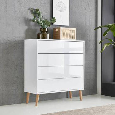 KOMMODE Mailand Typ 3 + HF  in 79/86/33 cm  - Weiß Hochglanz/Weiß, MODERN, Holzwerkstoff (79/86/33cm) - MID.YOU
