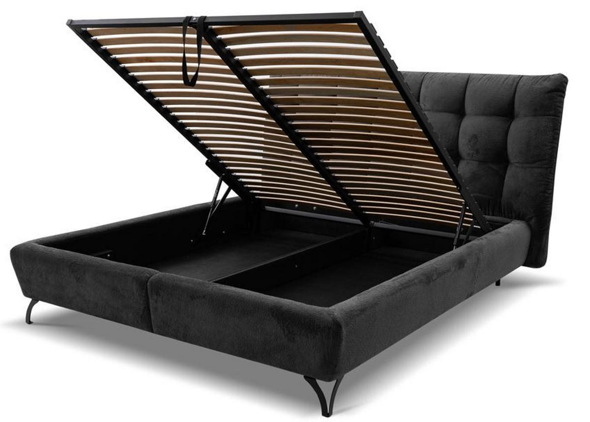 PAT TAPIțAT  in antracit  - antracit/negru, Modern, lemn/metal (160/200cm) - Esposa