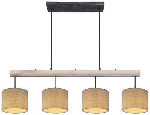 HÄNGELEUCHTE Roger 102/18/120 cm   - Schwarz/Grau, Natur, Holz/Textil (102/18/120cm) - Globo