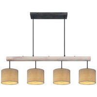 HÄNGELEUCHTE Roger 102/18/120 cm   - Schwarz/Grau, Natur, Holz/Textil (102/18/120cm) - Globo