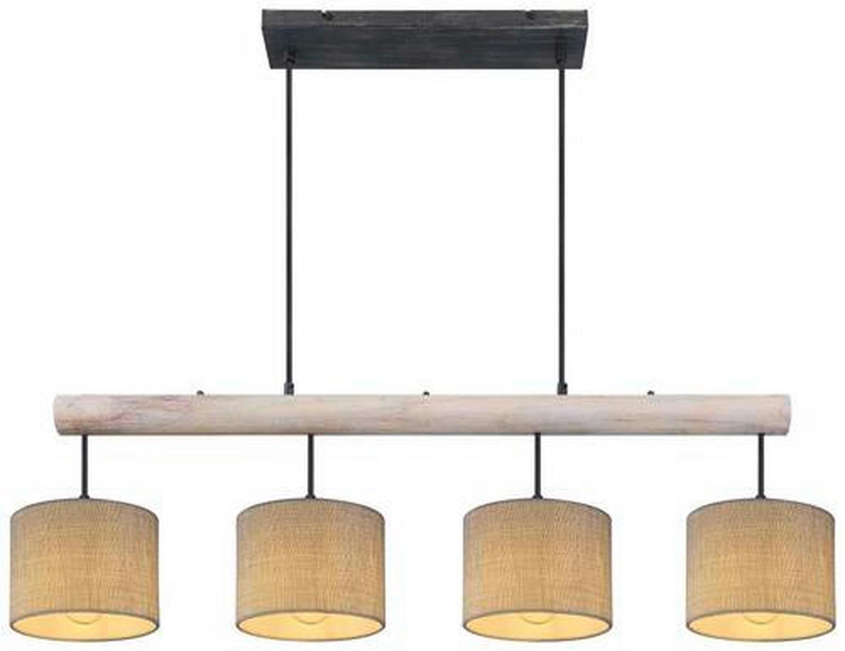 HÄNGELEUCHTE Roger 102/18/120 cm   - Schwarz/Grau, Natur, Holz/Textil (102/18/120cm) - Globo