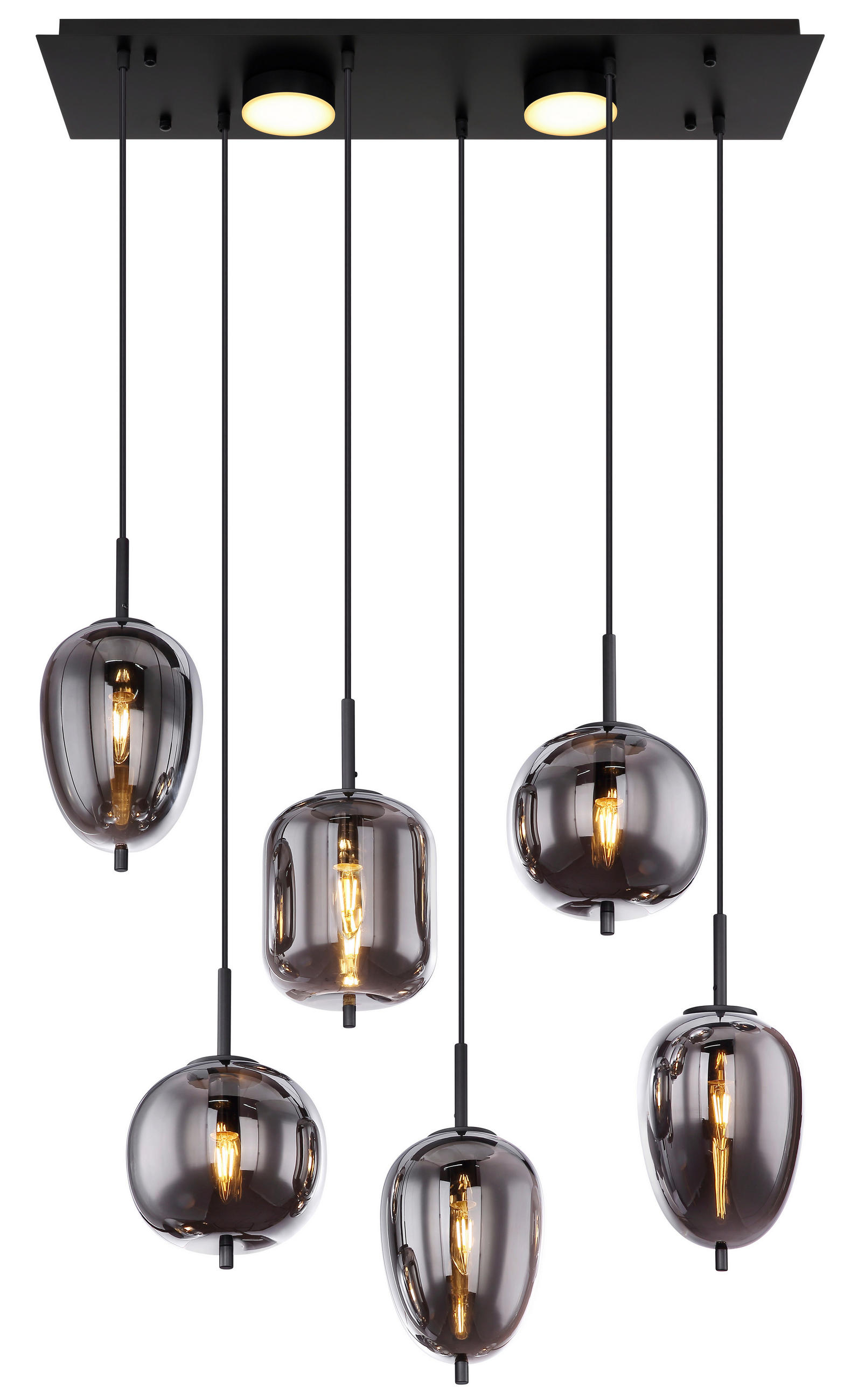LED-HÄNGELEUCHTE 80/34/120 cm  - Opal/Schwarz, Design, Glas/Kunststoff (80/34/120cm) - Globo