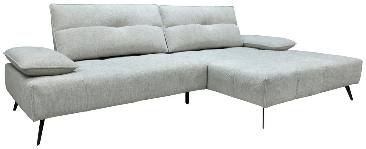 ECKSOFA Ottomane rechts  Greige Chenille  - Greige/Schwarz, Design, Textil/Metall (284/188cm) - Stylife