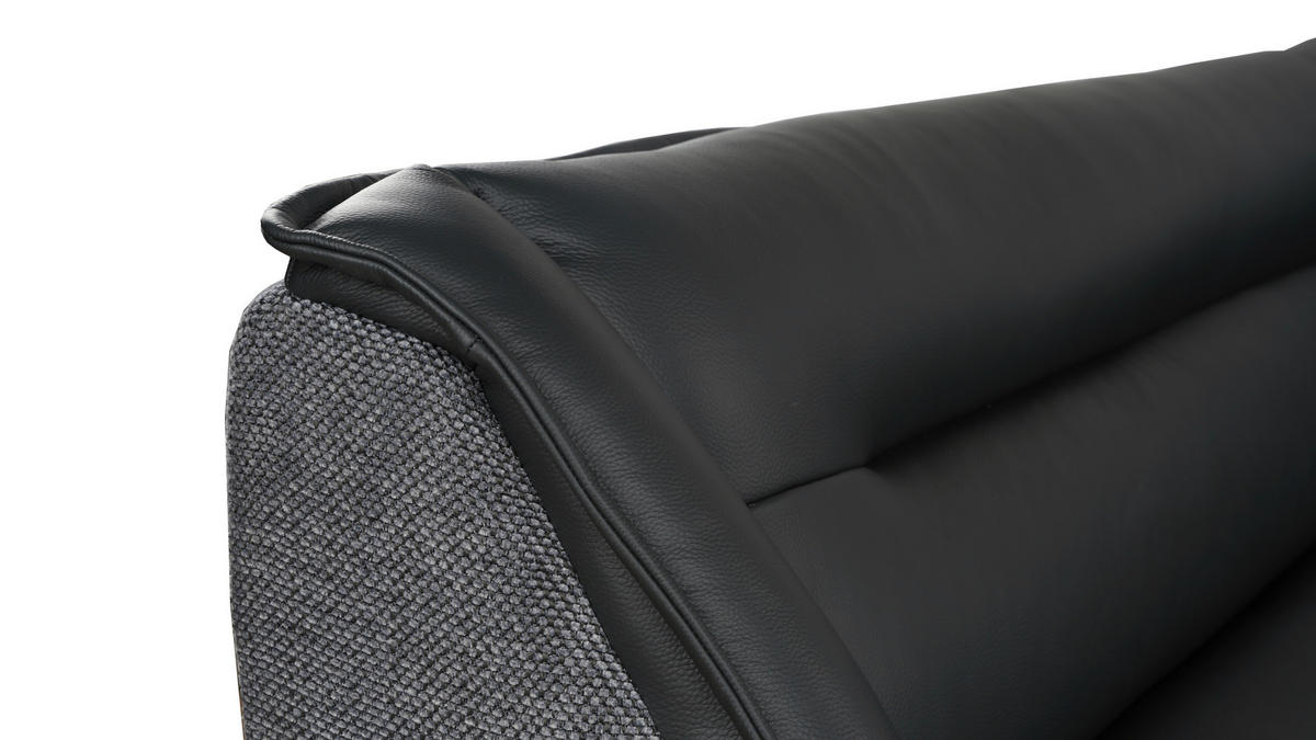 ECKBANK 237/178 cm Struktur Echtleder Schwarz   - Schwarz, Design, Leder/Textil (237/178cm) - Novel