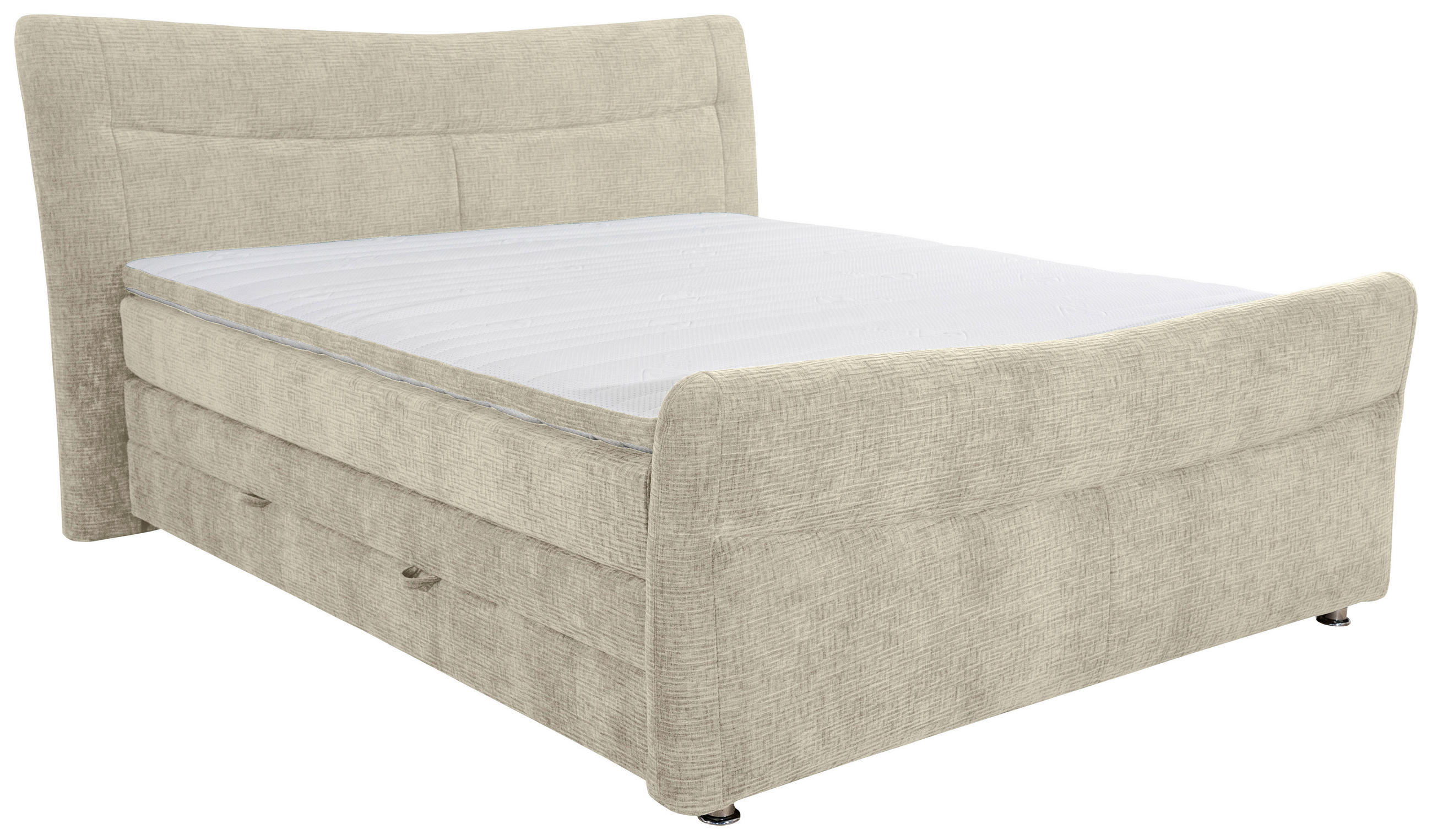 BOXSPRINGBETT 180/200 cm  in Beige  - Chromfarben/Beige, Konventionell, Textil/Metall (180/200cm) - Esposa