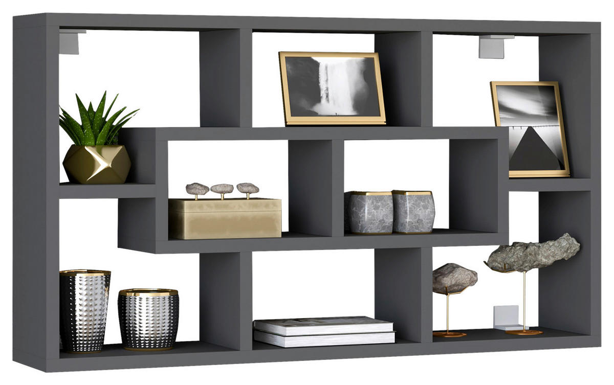 VÄGGHYLLPLAN 85/48/16 cm  - antracit, Modern, trämaterial (85/48/16cm) - MID.YOU