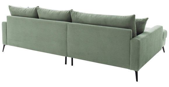 ECKSOFA  in Cord Pastellgrün  173/280 cm  - Pastellgrün/Schwarz, KONVENTIONELL, Textil/Metall (173/280cm) - Hom`in