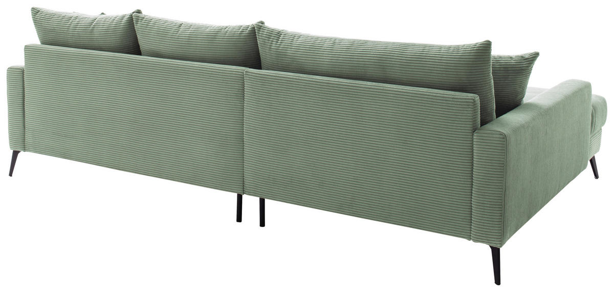 ECKSOFA Pastellgrün Cord  - Pastellgrün/Schwarz, KONVENTIONELL, Textil/Metall (173/280cm) - Hom`in