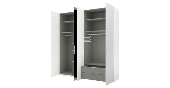 DREHTÜRENSCHRANK 200/223/62 cm 4-türig Weiß - Alufarben/Weiß, KONVENTIONELL, Glas/Holzwerkstoff (200/223/62cm) - Novel