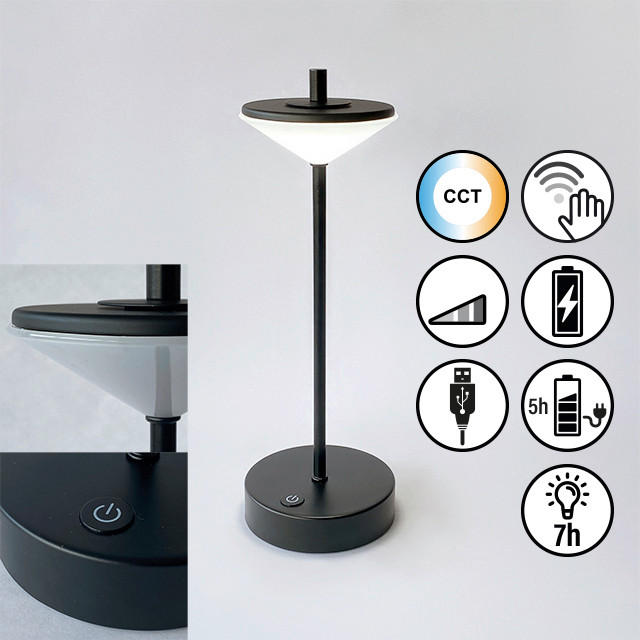 AKKU-TISCHLEUCHTE Modular S 12/35 cm   - Schwarz, Design, Metall (12/35cm) - Fischer & Honsel