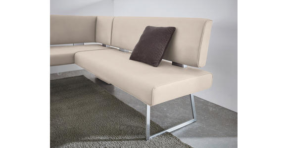 ECKBANK 137/208 cm  in Creme, Edelstahlfarben  - Edelstahlfarben/Creme, Design, Textil/Metall (137/208cm) - Dieter Knoll