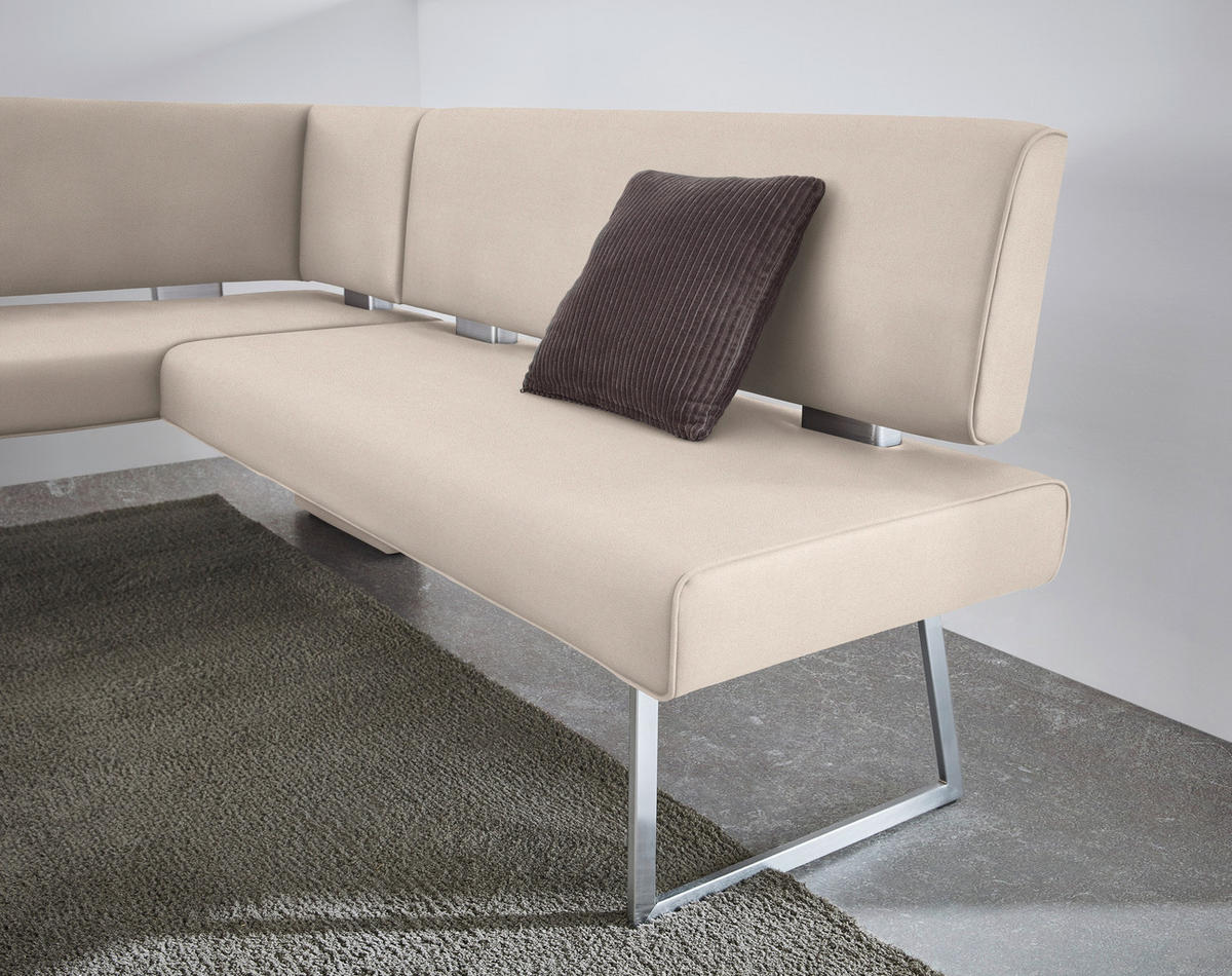 ECKBANK 137/196 cm  in Creme, Edelstahlfarben  - Edelstahlfarben/Creme, Design, Textil/Metall (137/196cm) - Dieter Knoll