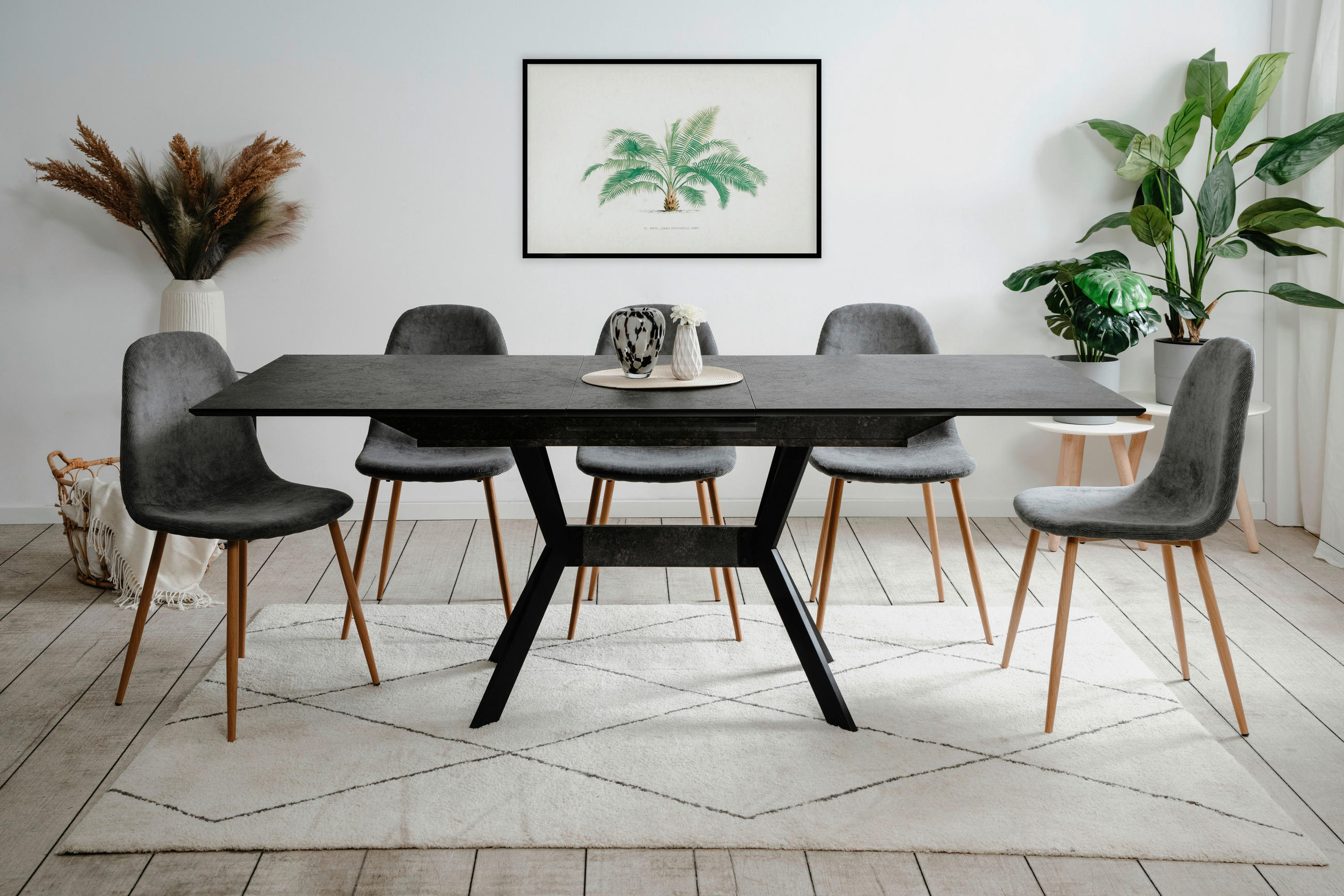 ESSTISCH in Holzwerkstoff 160-200/90/76 cm  - Schwarz, MODERN, Holzwerkstoff/Metall (160-200/90/76cm) - MID.YOU