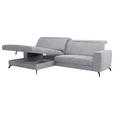 ECKSOFA inkl. Funktion Hellgrau Cord  - Hellgrau/Schwarz, KONVENTIONELL, Textil/Metall (178/290cm) - Cantus