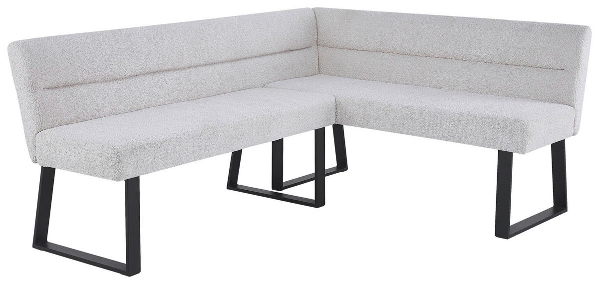 ECKBANK Metall, Textil Beige  - Beige/Schwarz, Konventionell, Textil/Metall (190/150cm) - MID.YOU