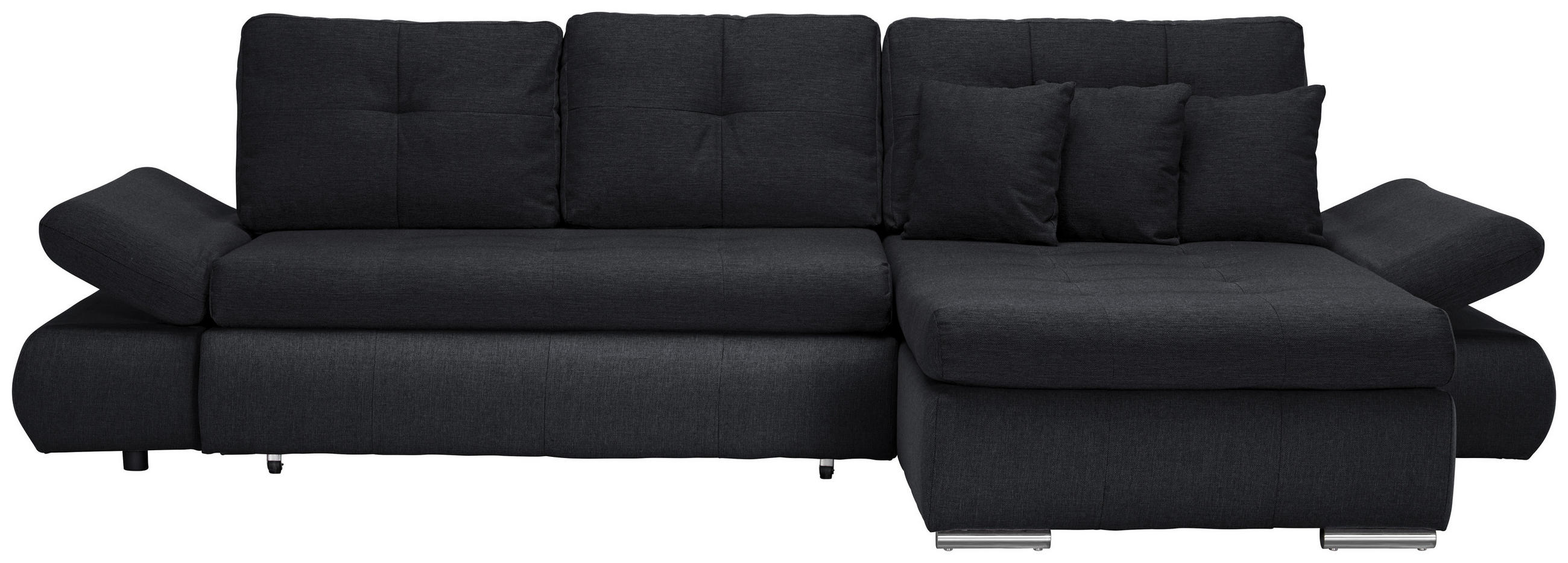 ECKSOFA Anthrazit Webstoff  - Chromfarben/Anthrazit, Design, Kunststoff/Textil (302/187cm) - Carryhome