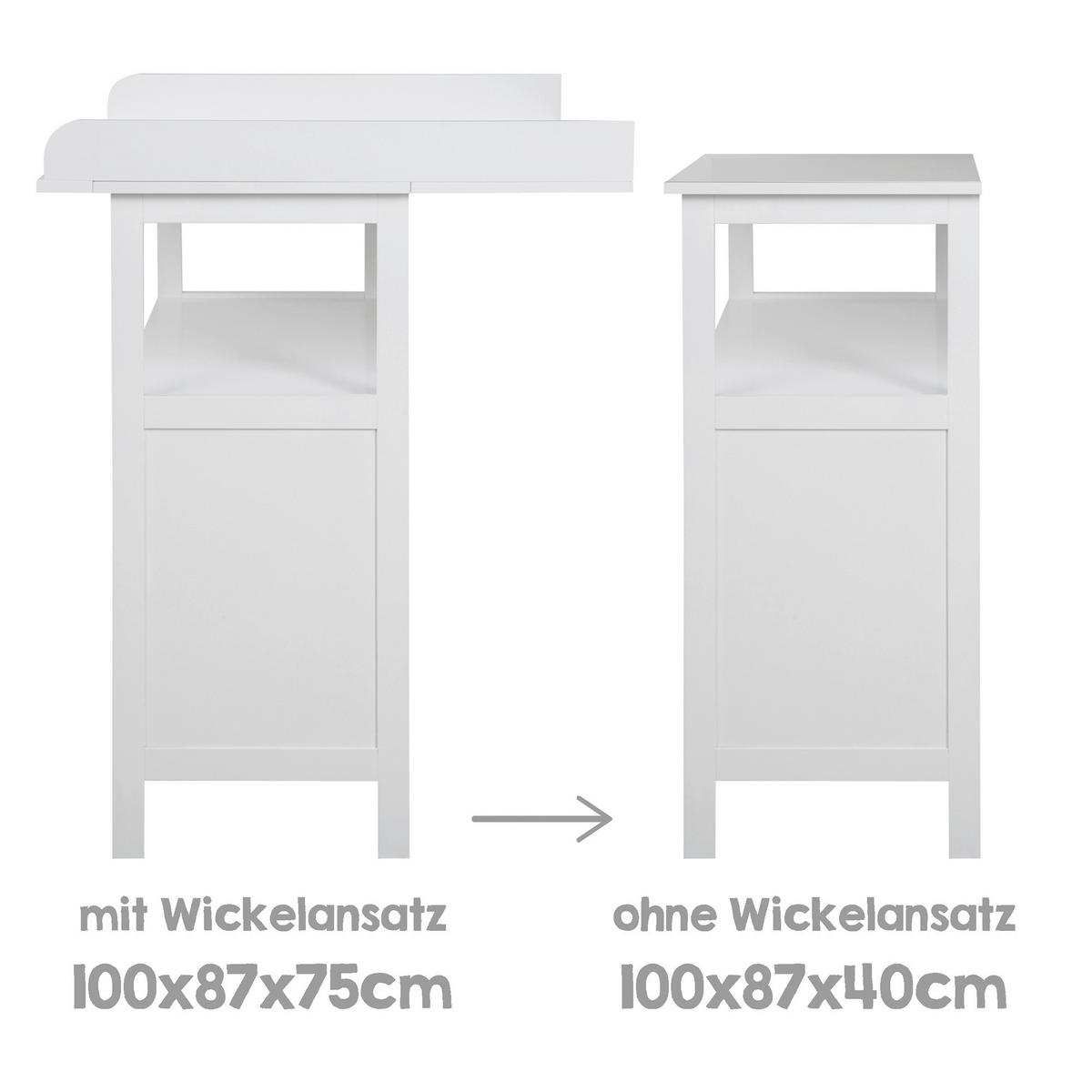 Wickelkommode White Hamburg 87/100/75 cm  - Weiss, Romantik / Landhaus, Holzwerkstoff/Kunststoff (87/100/75cm) - Based