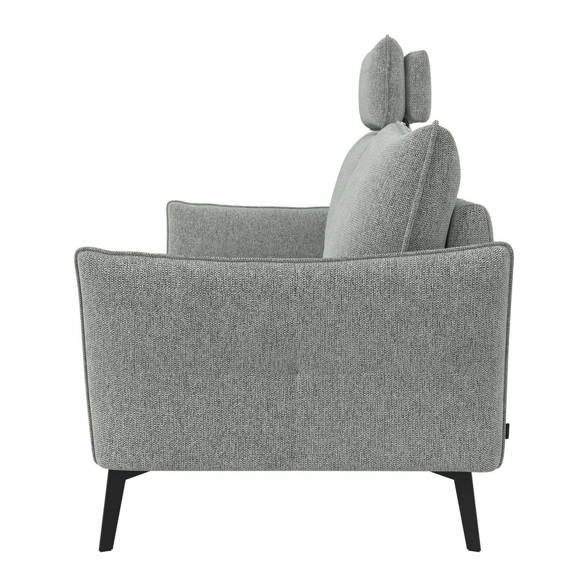 3-SITZER-SOFA Chenille Hellgrau  - Hellgrau/Schwarz, Konventionell, Textil/Metall (184/90/92cm) - Elegando