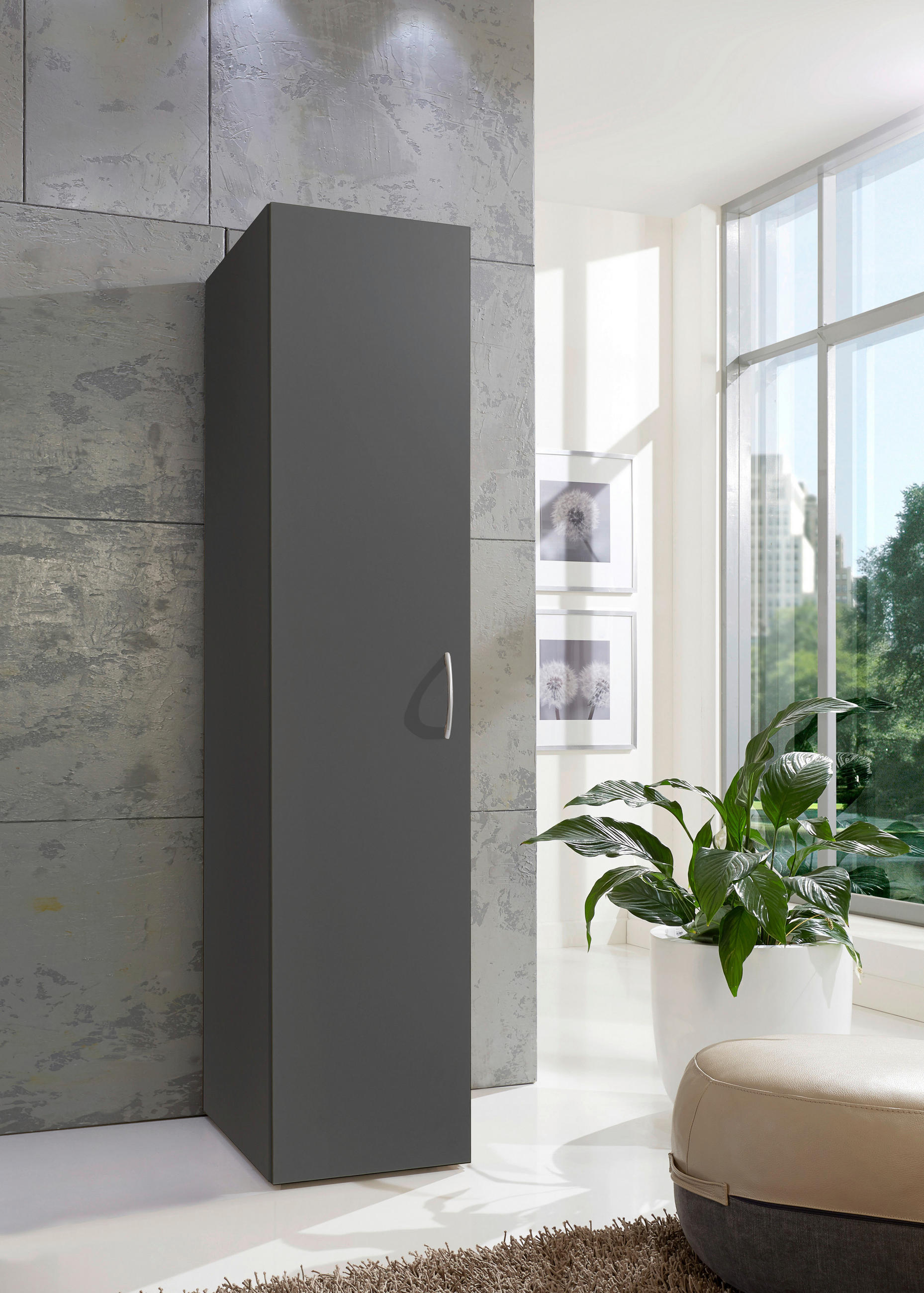 Thumbnail - Xora Mehrzweckschrank, Graphit, Holzwerkstoff, 6 Fächer, 45x185x40 cm, BQ - Bündnis für Qualität, Made in Germany, DIN E...