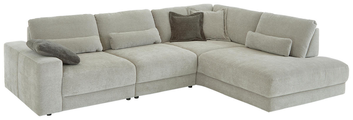 ECKSOFA in Chenille, Jacquard Silberfarben  - Silberfarben/Schwarz, Design, Kunststoff/Textil (316/242cm) - Niels Andersson