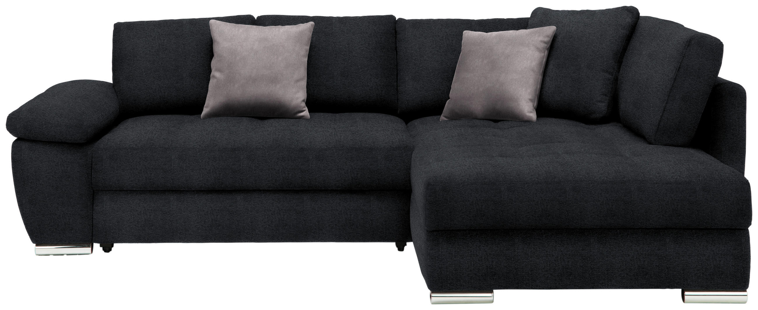 ECKSOFA in Webstoff Grau, Schwarz  276/212 cm  - Chromfarben/Anthrazit, Design, Kunststoff/Textil (276/212cm) - Carryhome