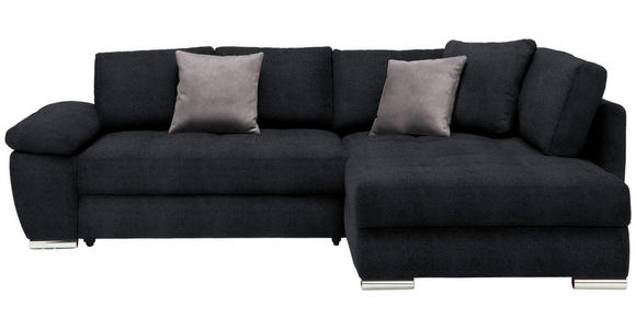 ECKSOFA in Webstoff Grau, Schwarz  - Chromfarben/Anthrazit, Design, Kunststoff/Textil (276/212cm) - Carryhome