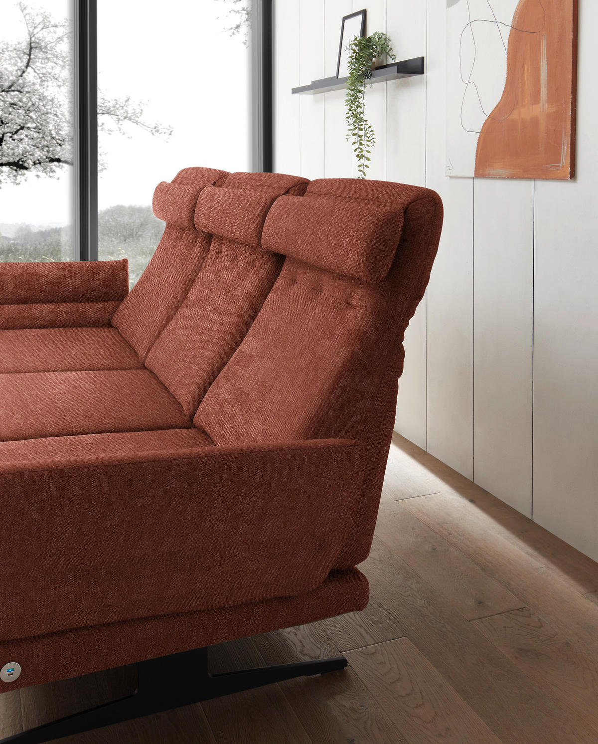 ECKSOFA in Flachgewebe Rostfarben  - Rostfarben/Schwarz, Design, Textil/Metall (176-217/279-327cm) - Dieter Knoll