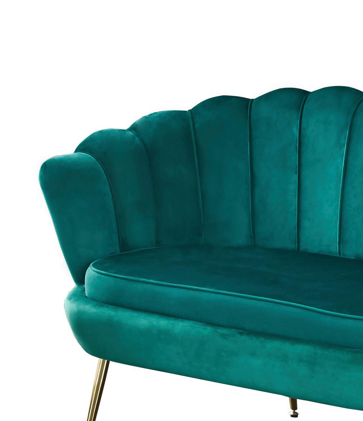 2-SITZER-SOFA in Samt Grün  - Goldfarben/Grün, MODERN, Textil/Metall (136/78/77cm) - Livetastic