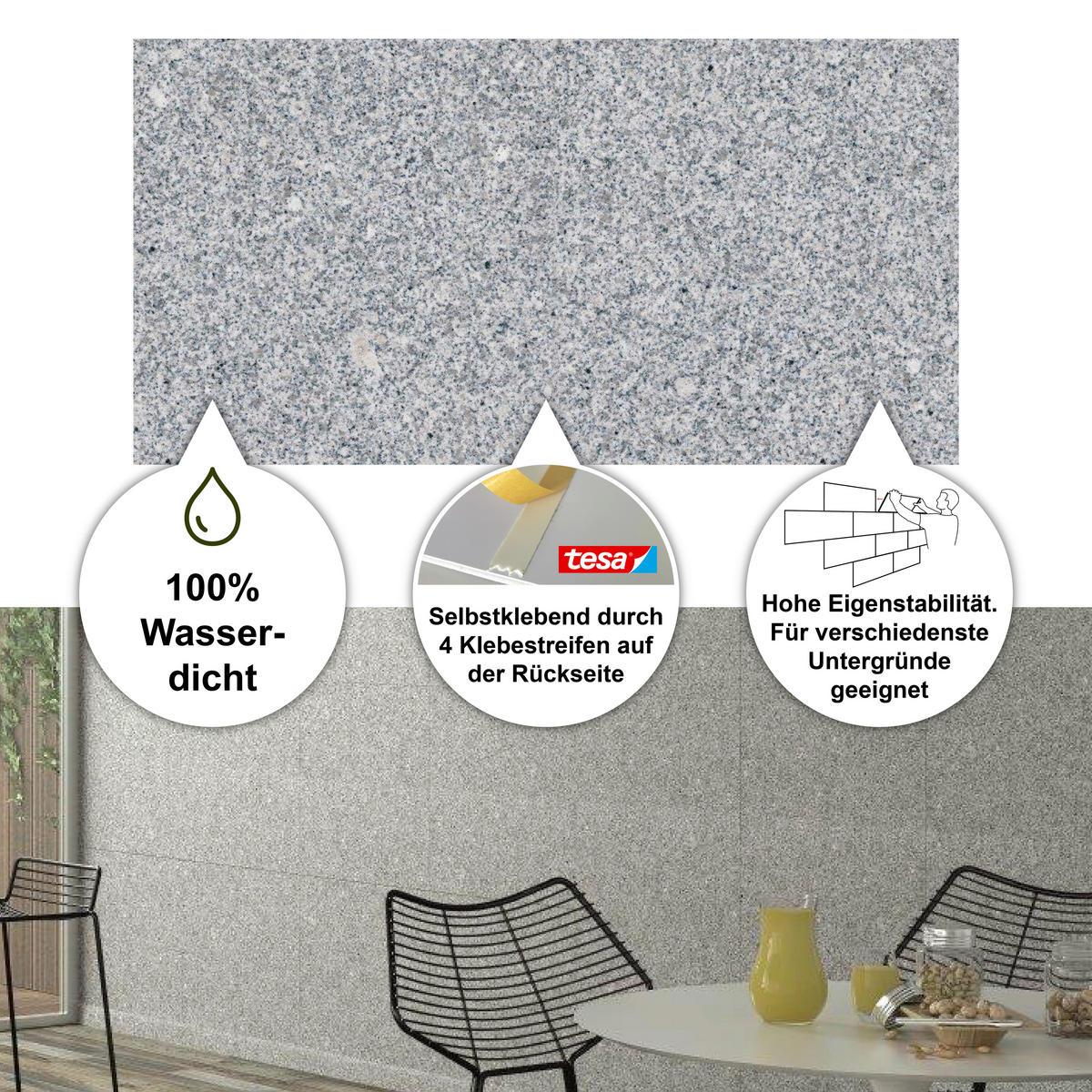 WANDPANEEL Baridecor Aqua Hellgrau, Grau, Weiß  - Hellgrau/Weiß, Design, Kunststoff (60/30/0,4cm)