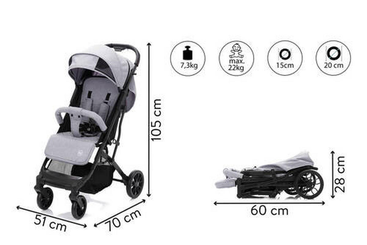 GOLFOVÝ KOČÁREK - černá/světle šedá, Basics, kov/textil (105/70/51cm) - Fillikid