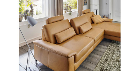 ECKSOFA  in Echtleder Currygelb  334/176 cm  - Currygelb/Schwarz, Design, Leder/Metall (334/176cm) - Dieter Knoll