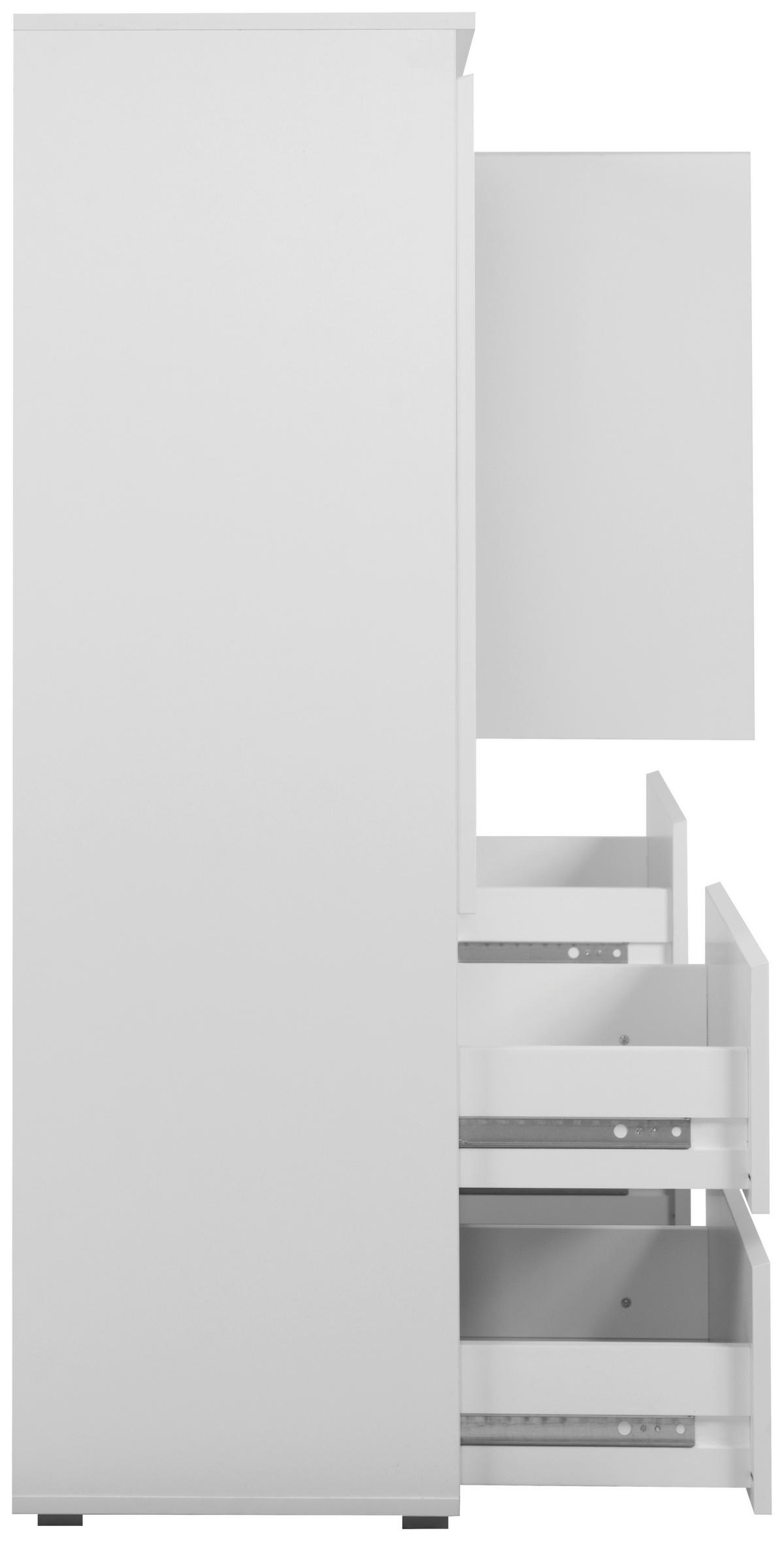 VISOKA KOMODA, bela  - bela/antracit, Design, umetna masa/leseni material (116/131/40cm) - Livetastic