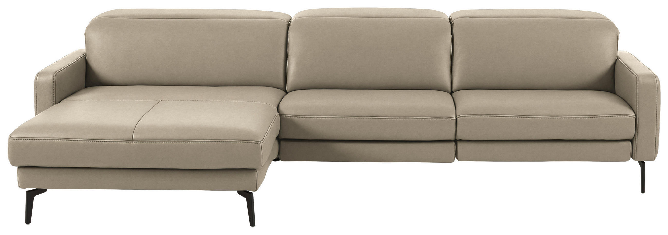 ECKSOFA 179/323 cm  in Echtleder Kaschmir Kopfteilverstellung  179/323 cm  - Kaschmir/Schwarz, Design, Leder/Metall (179/323cm) - Dieter Knoll