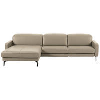 ECKSOFA 179/323 cm  in Echtleder Kaschmir Kopfteilverstellung  179/323 cm  - Kaschmir/Schwarz, Design, Leder/Metall (179/323cm) - Dieter Knoll