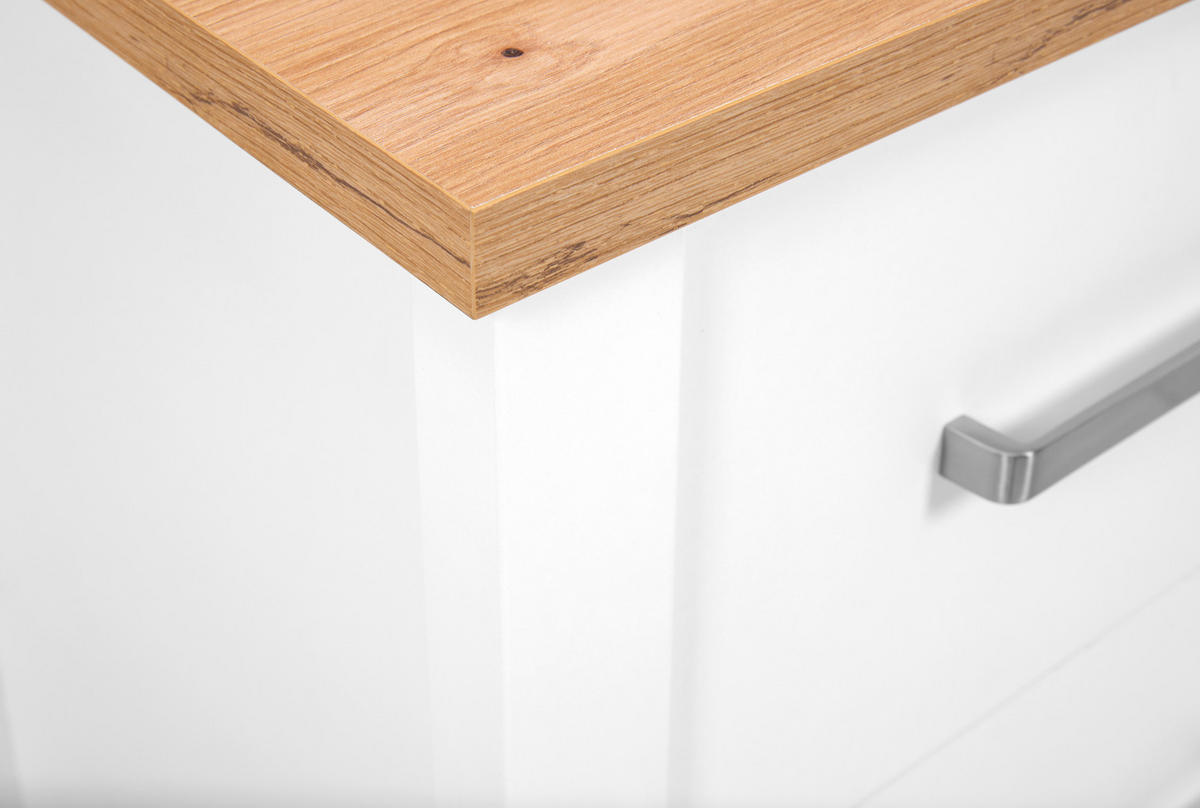 KOMODA   53/92/45 cm   bijela, hrast Artisan  - bijela/srebrne boje, Romantično / ladanjski, drvni materijal/metal (53/92/45cm)