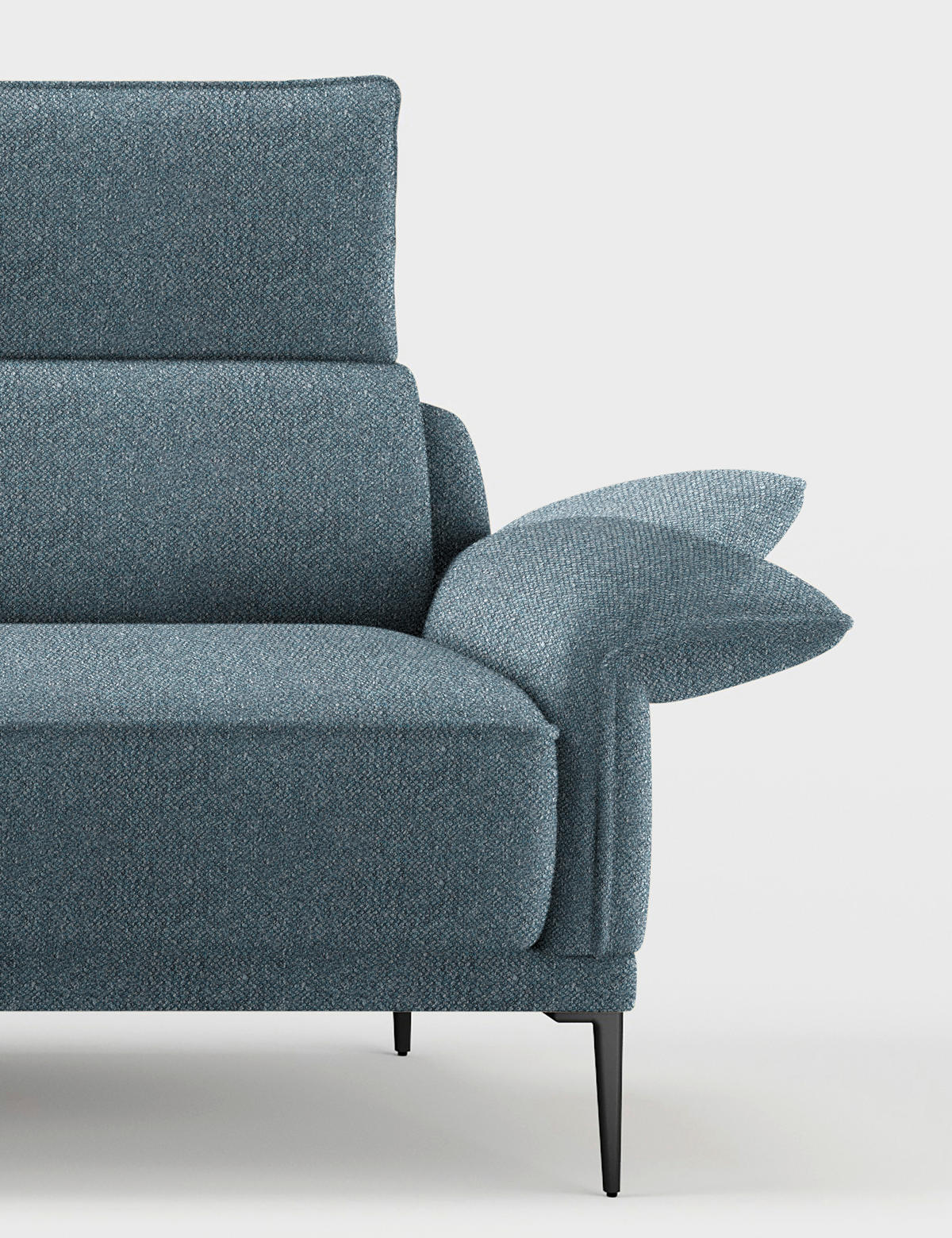 ECKSOFA in Bouclé Blau  - Blau/Schwarz, Modern, Textil/Metall (186/330cm) - Johann Jakob