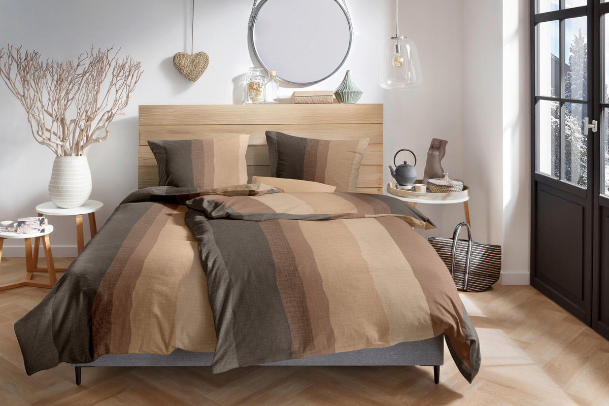 BETTWÄSCHE 2-teilig 135/200 cm  - Beigebraun, Design, Textil (135/200cm)