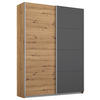 SCHWEBETÜRENSCHRANK 136/197/61 cm 2-türig Eiche Artisan, Graphitfarben  - Graphitfarben/Alufarben, MODERN, Holzwerkstoff/Metall (136/197/61cm) - Rauch Möbel