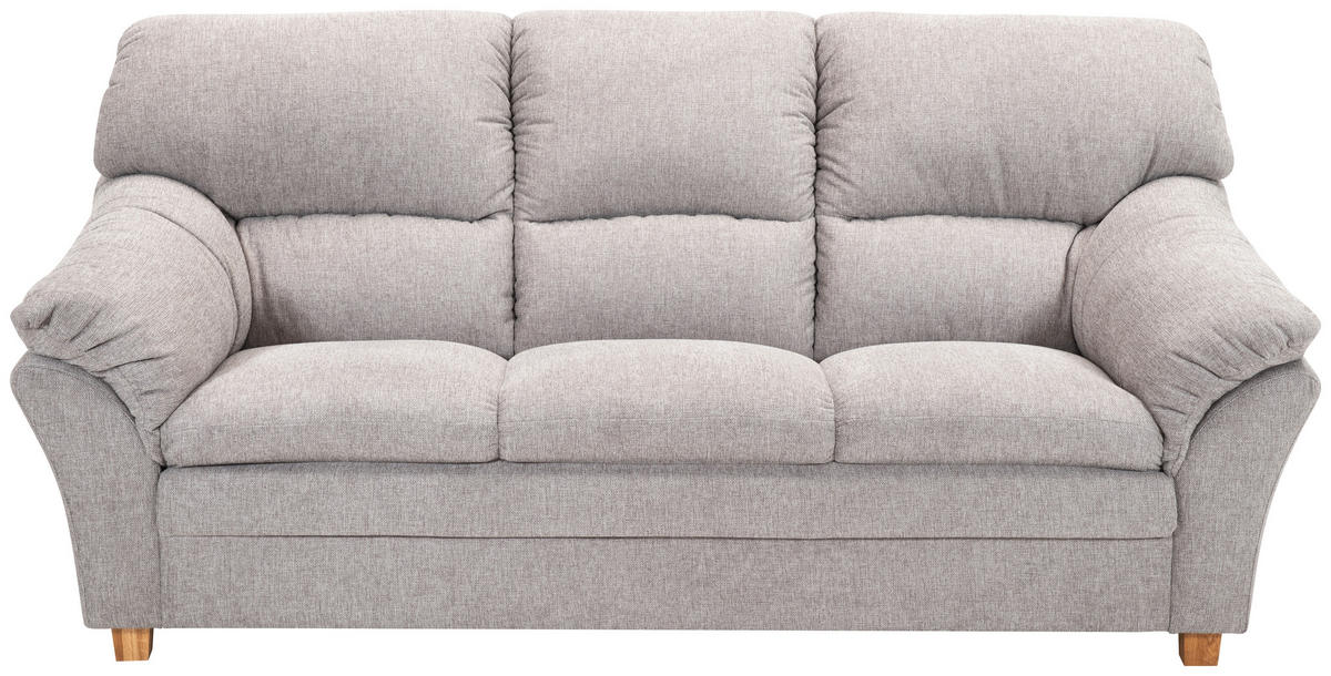 3-SITZER-SOFA Flachgewebe Hellgrau  - Eichefarben/Hellgrau, MODERN, Holz/Textil (213/100/92cm) - Livetastic